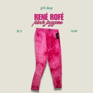 René Rofé Womens Tie-Dye Pink Joggers Sleepwear Medium 95% Rayon Elastic Waistba